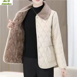 Winter New Fashionable Cotton Coat with Plush and Thickened Leather 2024 New Women's Loose Large Size Cotton Coat