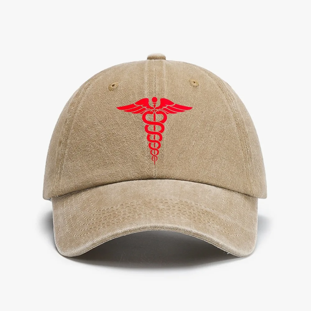 

US Combat Medic Tactical Caduceus Washed denim baseball cap Adjustable Solid Color Distressed Hat
