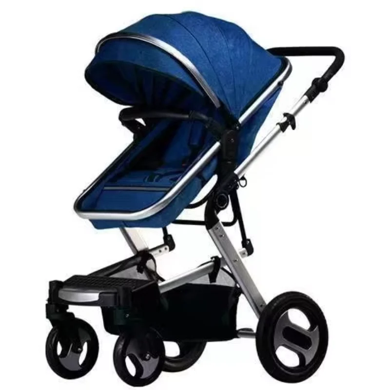 The high View stroller can sit and lie down with four-wheel cushioned folding triad with a car seat