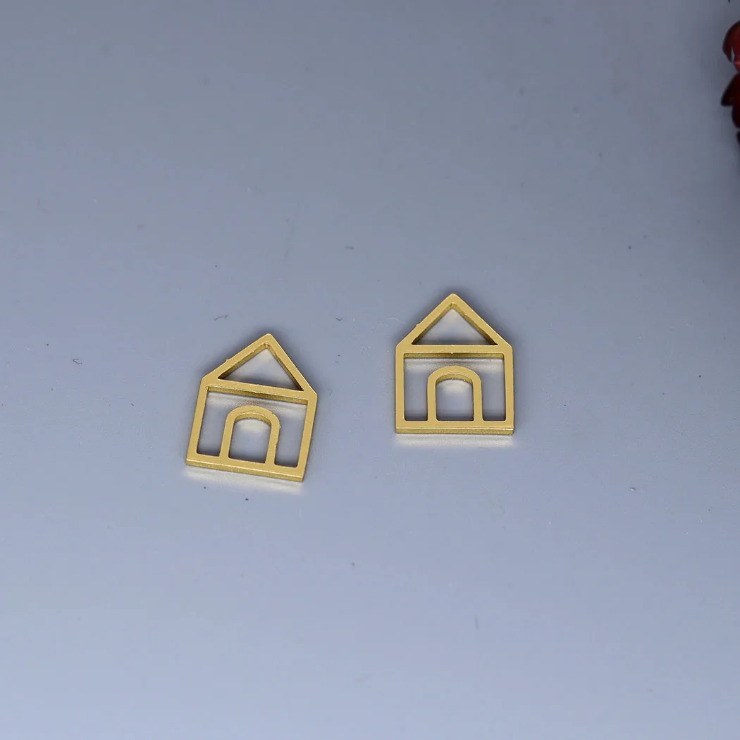 5pcs/lot Minimalist Little House Charm Pendant For Necklace Bracelets Jewelry Crafts Making Handmade Stainless Steel Charm