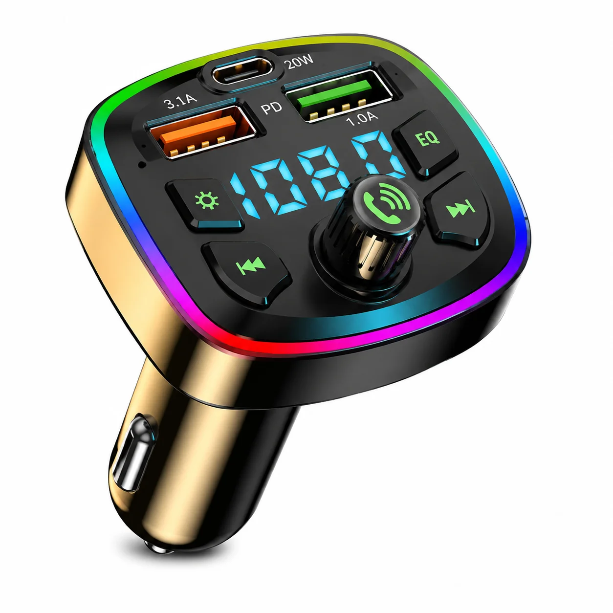 

Car Bluetooth 5.0 FM Transmitter Wireless Adapter Mic Audio Receiver Auto MP3 Player 2.1A Dual USB Fast Charger Car Accessories