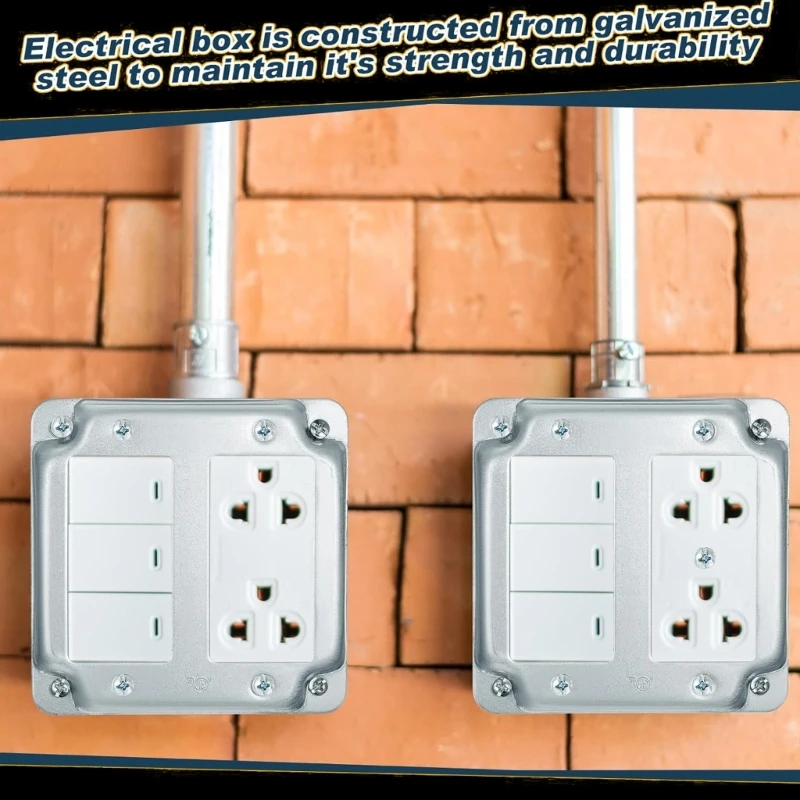 Silber GFCI Compatible Electrical Box Cover 4x4inch Metallplatten Pack von 2