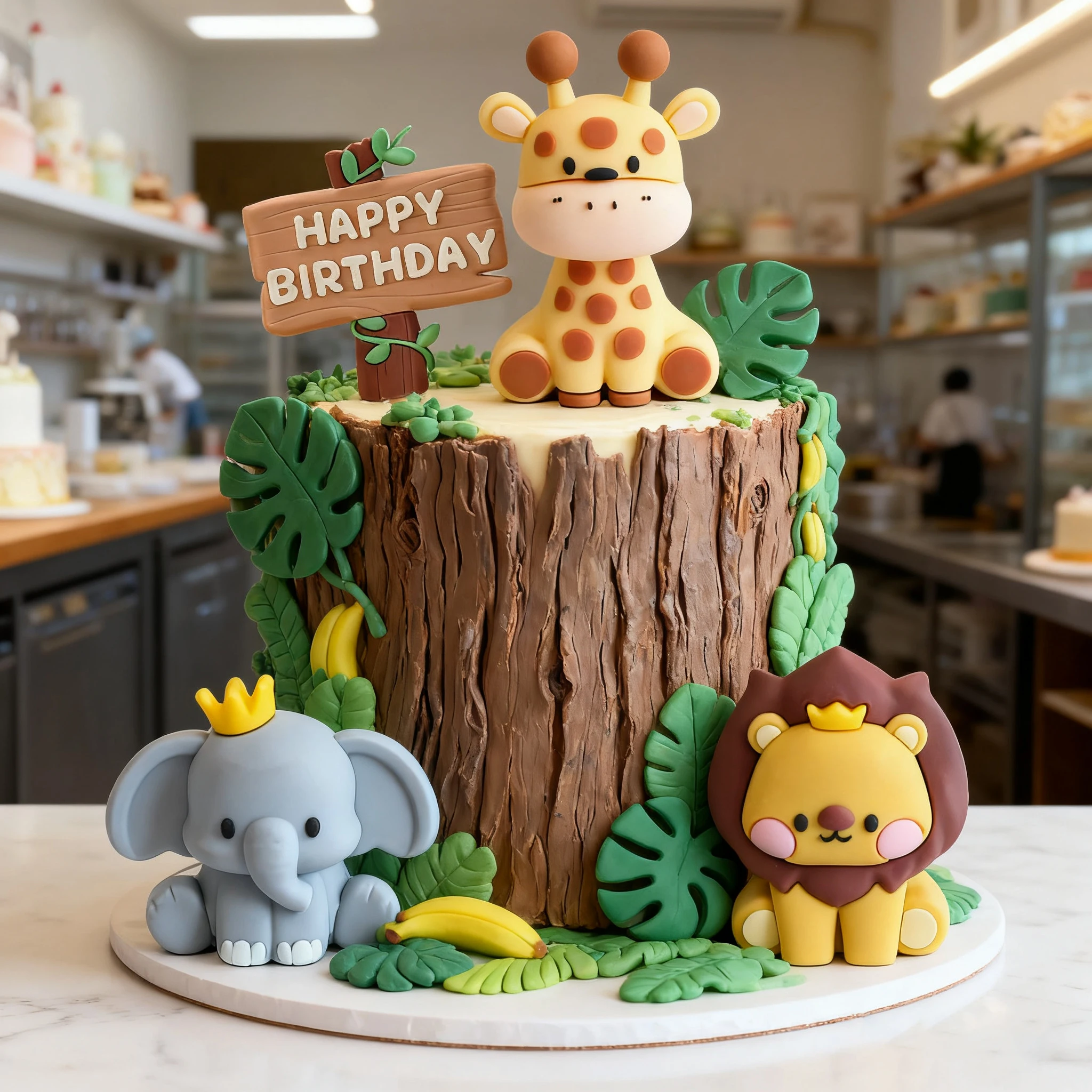 Safari Tortendekoration Wilde Tiere Löwe Elefant Giraffe Affe Dschungeltiere Wild One Kuchendekoration Geburtstagsparty Zubehör – Detail 1