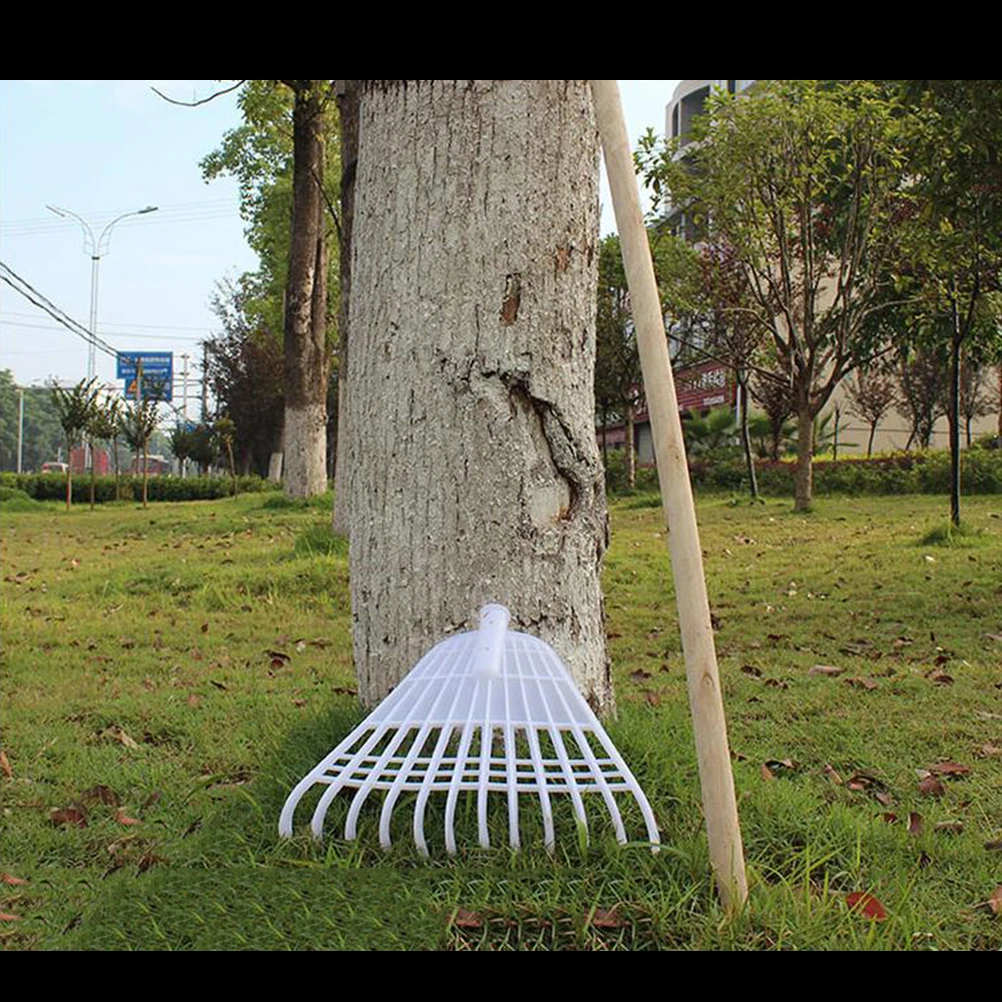 

Plastic Garden Rake Leaf Debris Removal Tool Lawn Yard Outdoor Cleaning Dense Teeth Rake Head Sunlight Rain Resistant