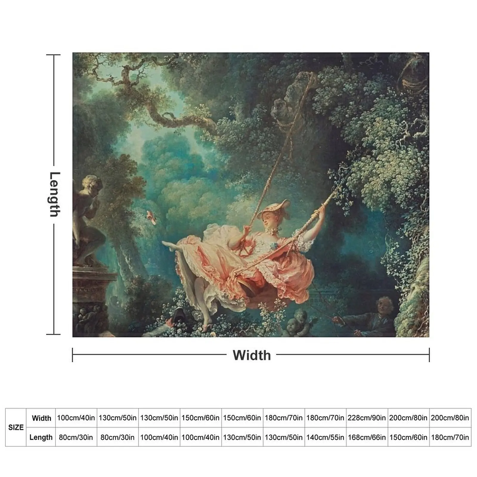 Jean-Honore Fragonard's The Swing Throw Blanket Vintage Extra Large Throw Blankets