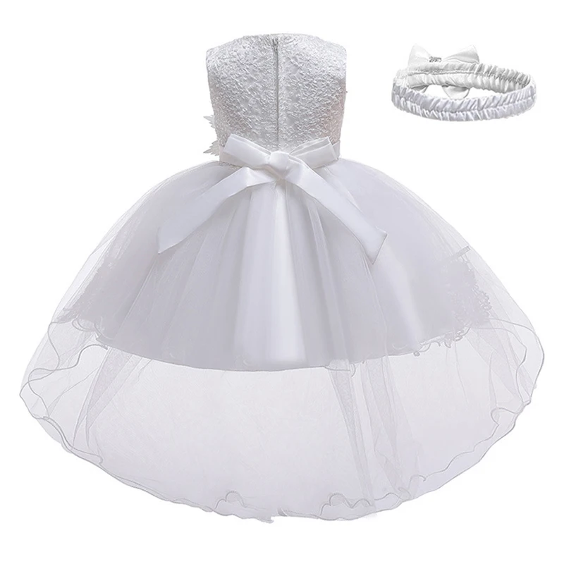 Flower Girl Dress For First Communion Princess Children Baptism Dresses Newborn Wedding Bridesmaid Birthday Party Tulle Vestido