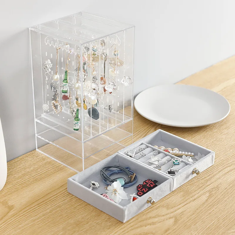 

Transparent Jewelry Storage Box, Earrings Finishing, Necklace Box, Acrylic Earrings, Jewelry Dust Hanging Rack