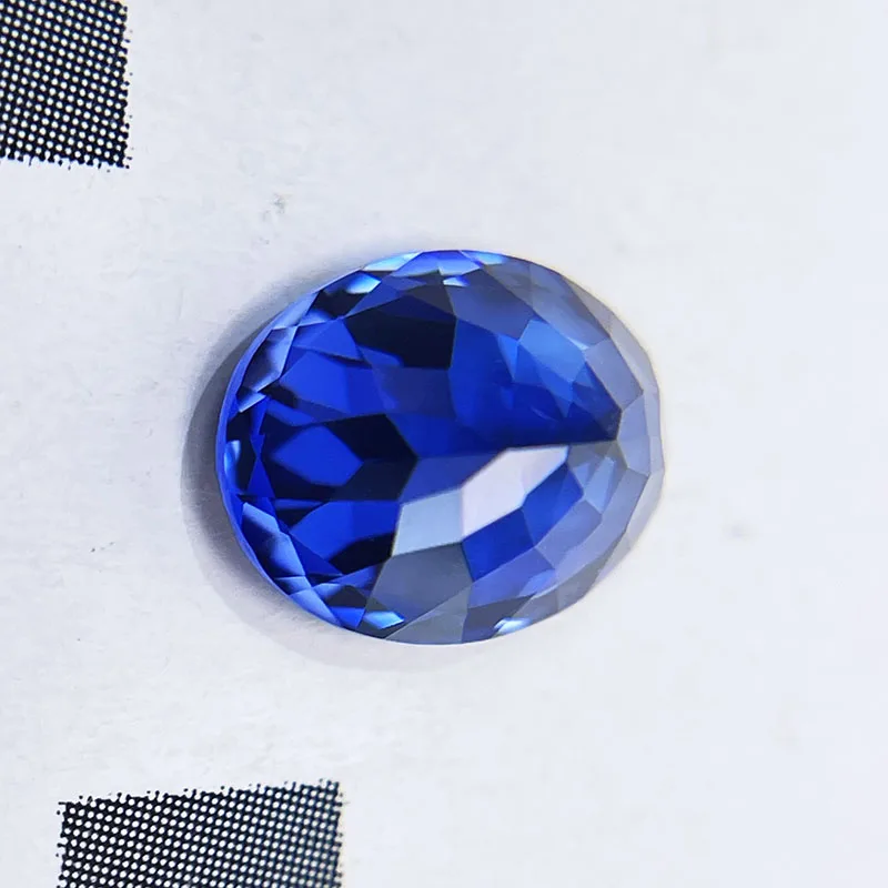 Im Labor gezüchteter Saphir in königsblauer Farbe, ovaler Edelstein für DIY-Ring, Halskette, Ohrringe, Hauptmaterialien, wählbares Zertifikat – Detail 2