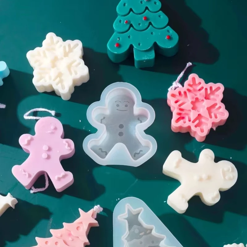 Weihnachtsbaum Lebkuchenmann Aromatherapie Gips Kerze Diffusor Stein Silikonform Backen Schokolade Kuchen Dekor Herstellung Form