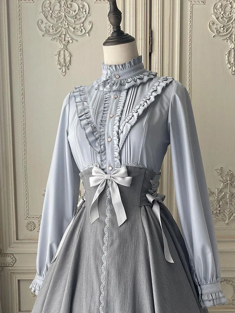 Retro Court Style Long Sleeve Shirt Women's Autumn 2026 New Waist Cinching Slimming Half Body Long Skirt Set Elegant Fashion