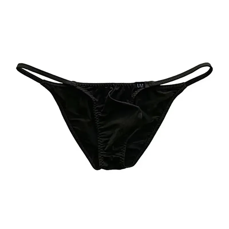 5 Pcs  Super Thin   Mens  Thongs  Tradition Sexy Half-back Briefs Underwear Cool Silk Low-rise Bikini  Popular Style   Underwear