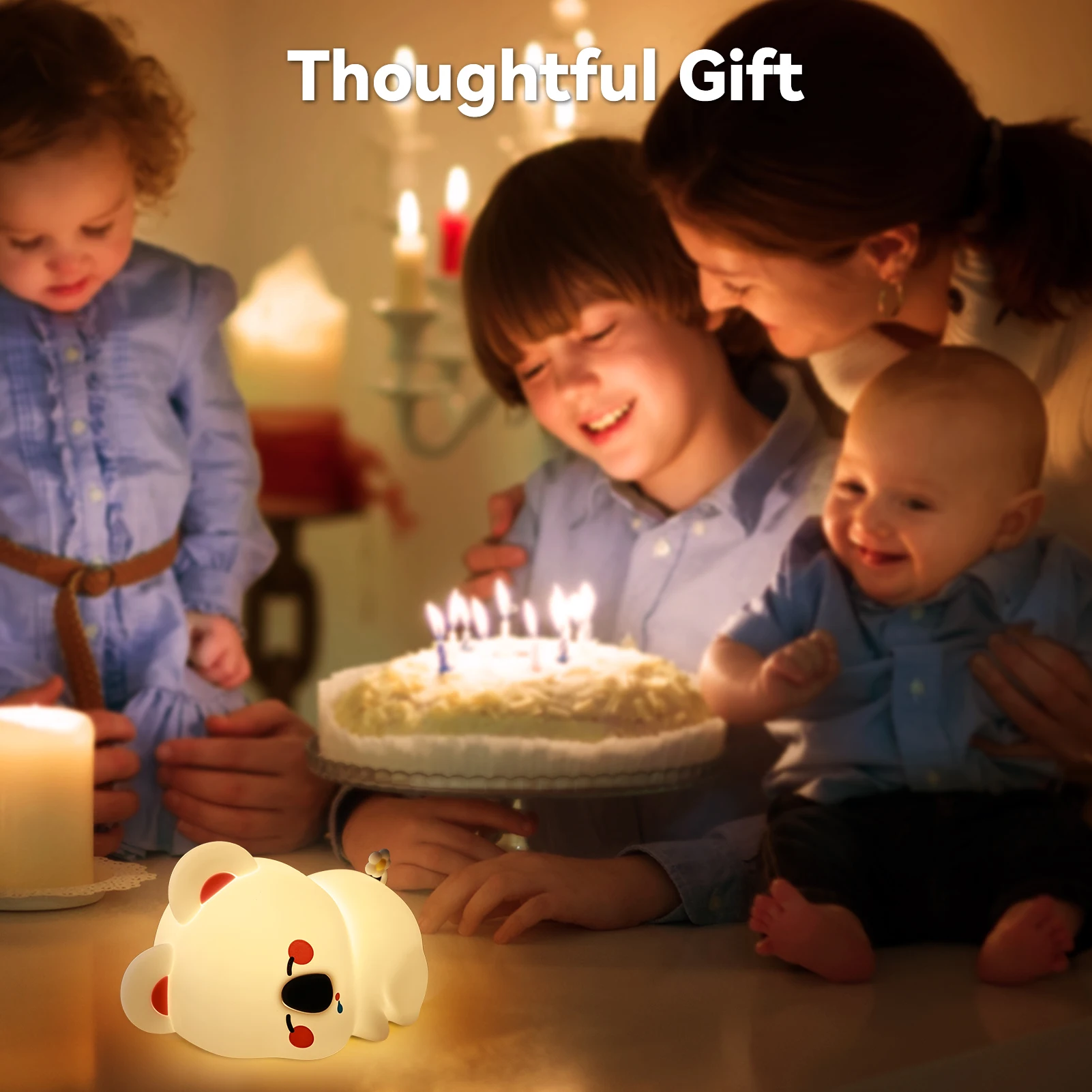 قابلة للشحن كوالا سيليكون ضوء الليل عكس الضوء السرير الجدول مصباح غرفة نوم الحضانة النوم ضوء الليل غرفة الديكور هدية طفل