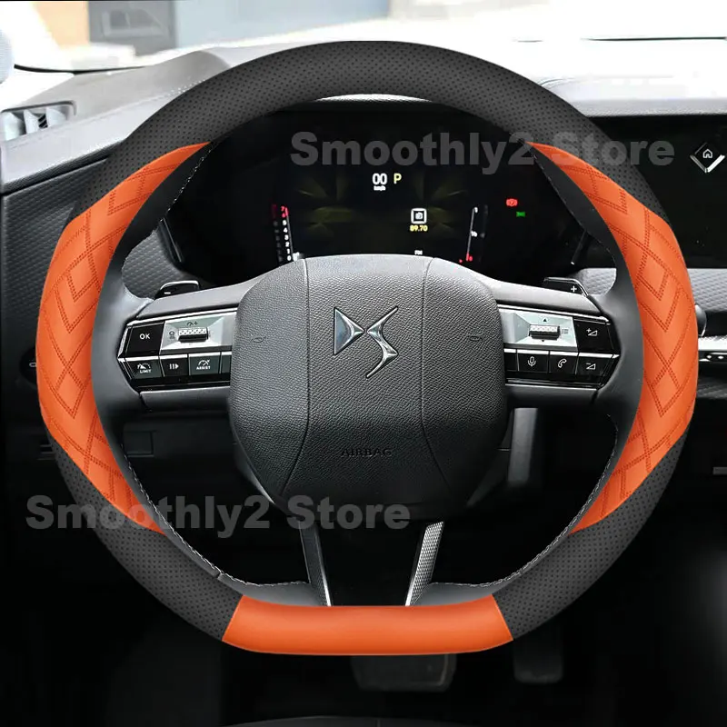 Leather Car Steering Wheel Cover For DS3 DS4 DS5 DS 7 Crossback Interior Accessories 5