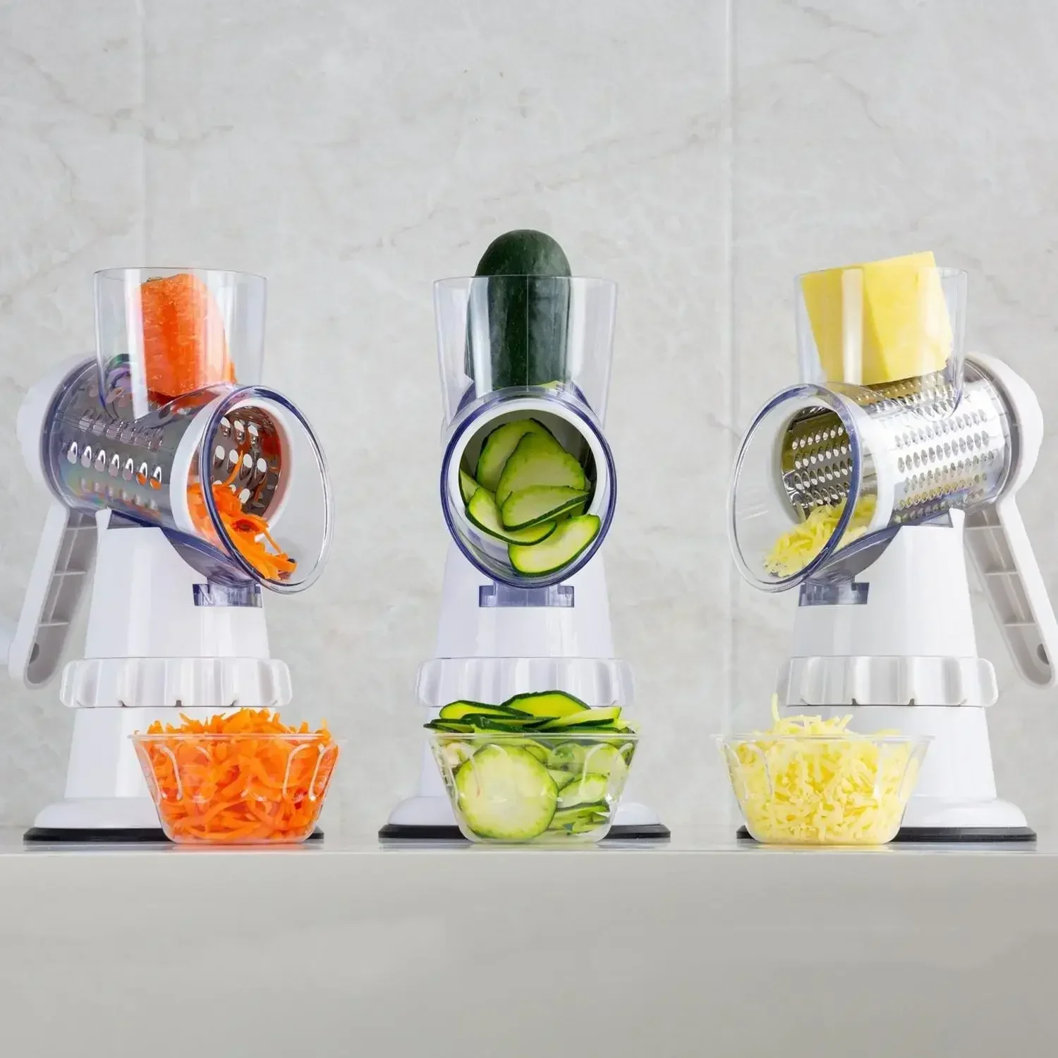 3 in1 Vegetable Slicer Chopper Grater Manual Kitchen Tools，For Cucumber Carrot Cutter Garlic Round Mandolin Shredder Potato Home