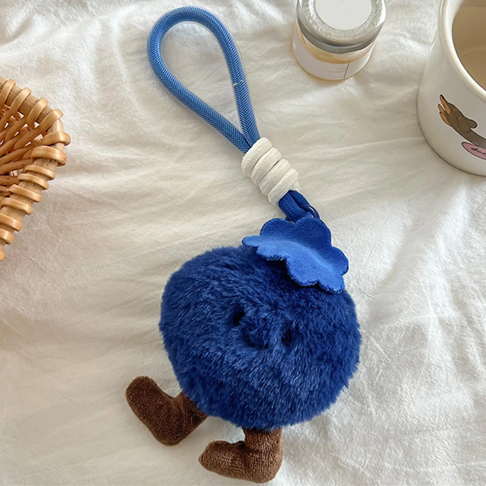 1pcs Bag Charm Adorable Plush Blueberry Shape Keychain For Purse For Women Men Kids Boys Girls Teens Adults Girlfriend Indoor