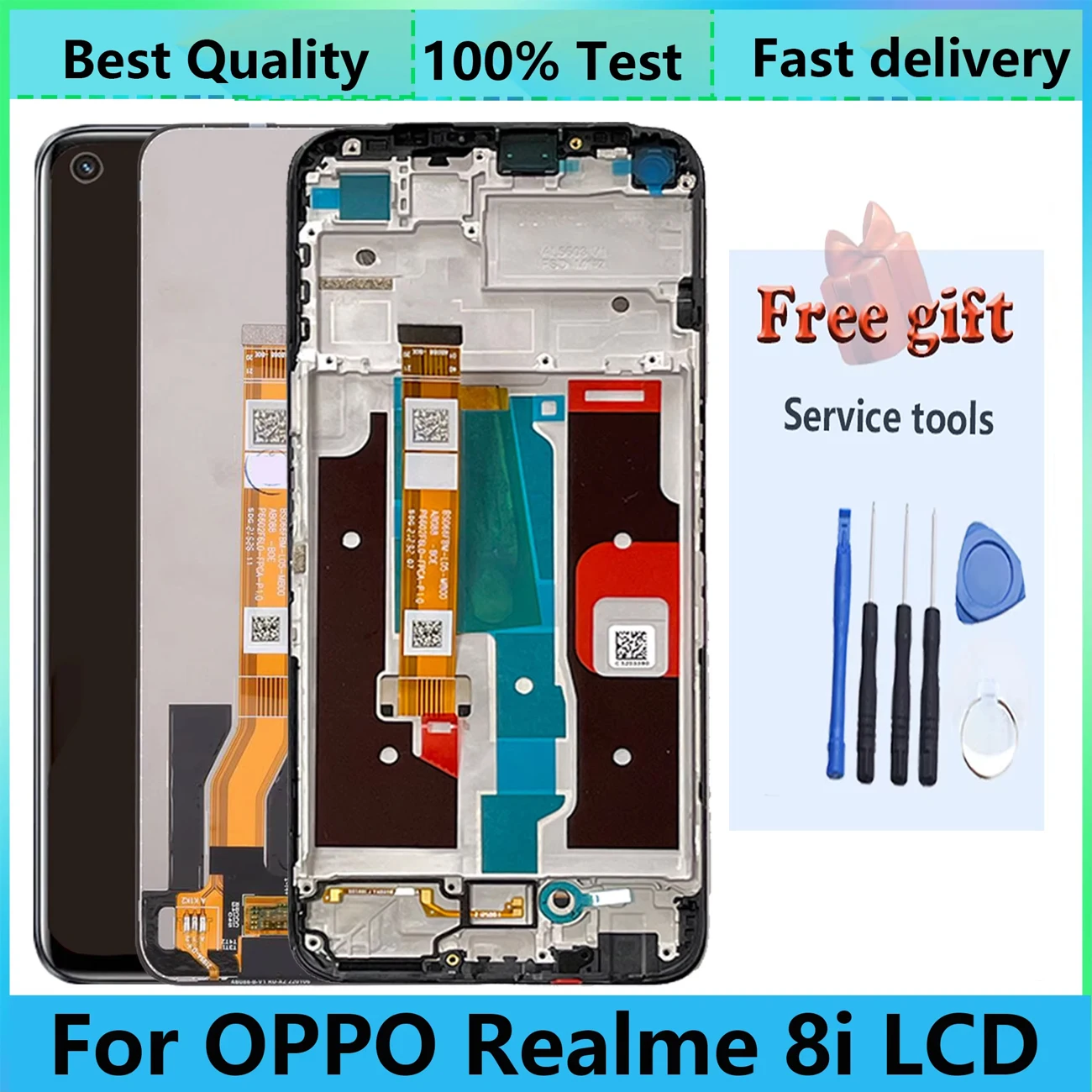 Original LCD Display For OPPO Realme 8i RMX3151 Full With Frame Repair Parts Screen Replacement Digitizer Assembly