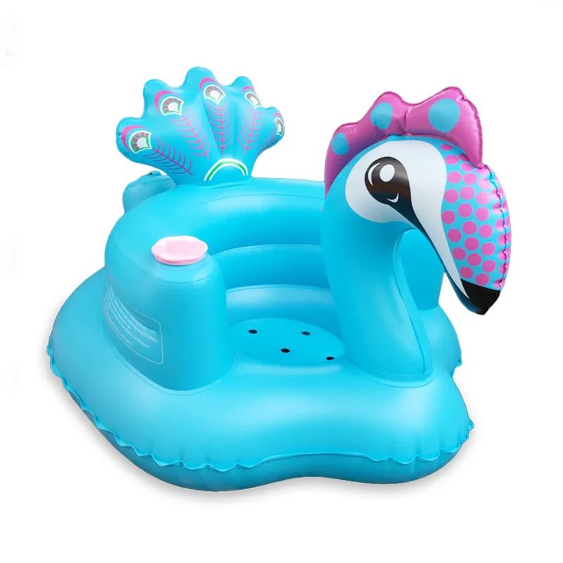 Petit canapé gonflable Blue Peacock Music pour bébé, siège d'apprentissage pour bébé, chaise de salle à manger, tabouret de bain BB, jouets gonflables