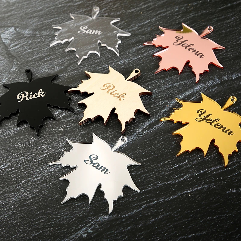 Laser Cut Maple Wooden Leaves Place Cards, Autumn Wedding Cards, Thanksgiving Place Cards, Laser Cut Leaves