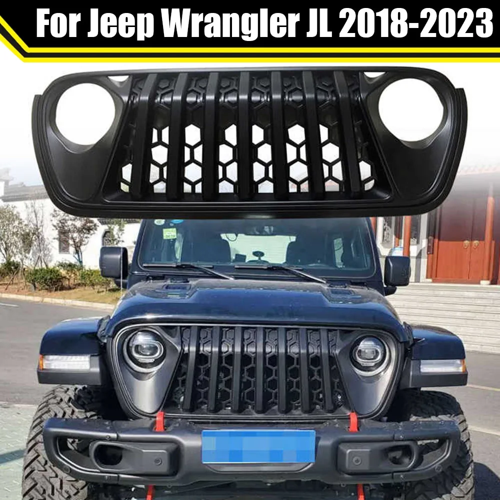 

Car Guard Grid Matte Black Mesh Grills Car Front Grille ABS Front Grille For Jeep Wrangler JL 2018-2023 Auto Offroad Accessories