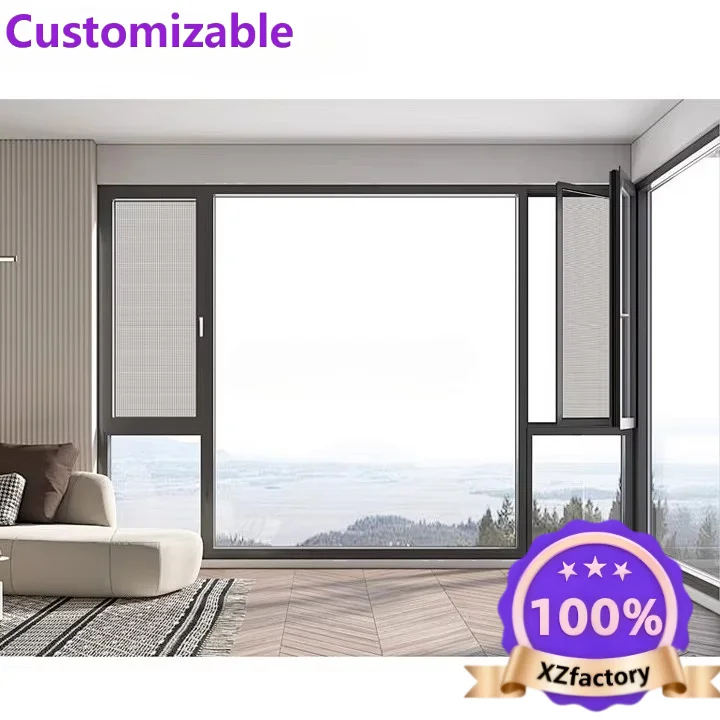 Factory Direct 2026 Top Finestra a battente tripla smaltata in alluminio doppio vetro personalizzata per casa australiana Finest