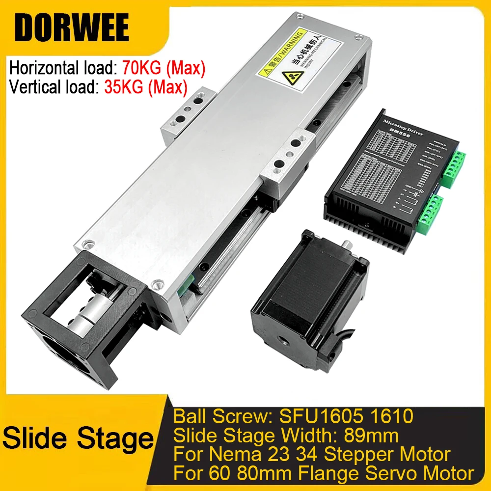 

Semi-Enclosed Sliding Table SFU1605 1610 2Pcs 15mm Linear Guide Single Axis Robot CNC for NEMA23 Stepper Motor 60 80 Servo Motor