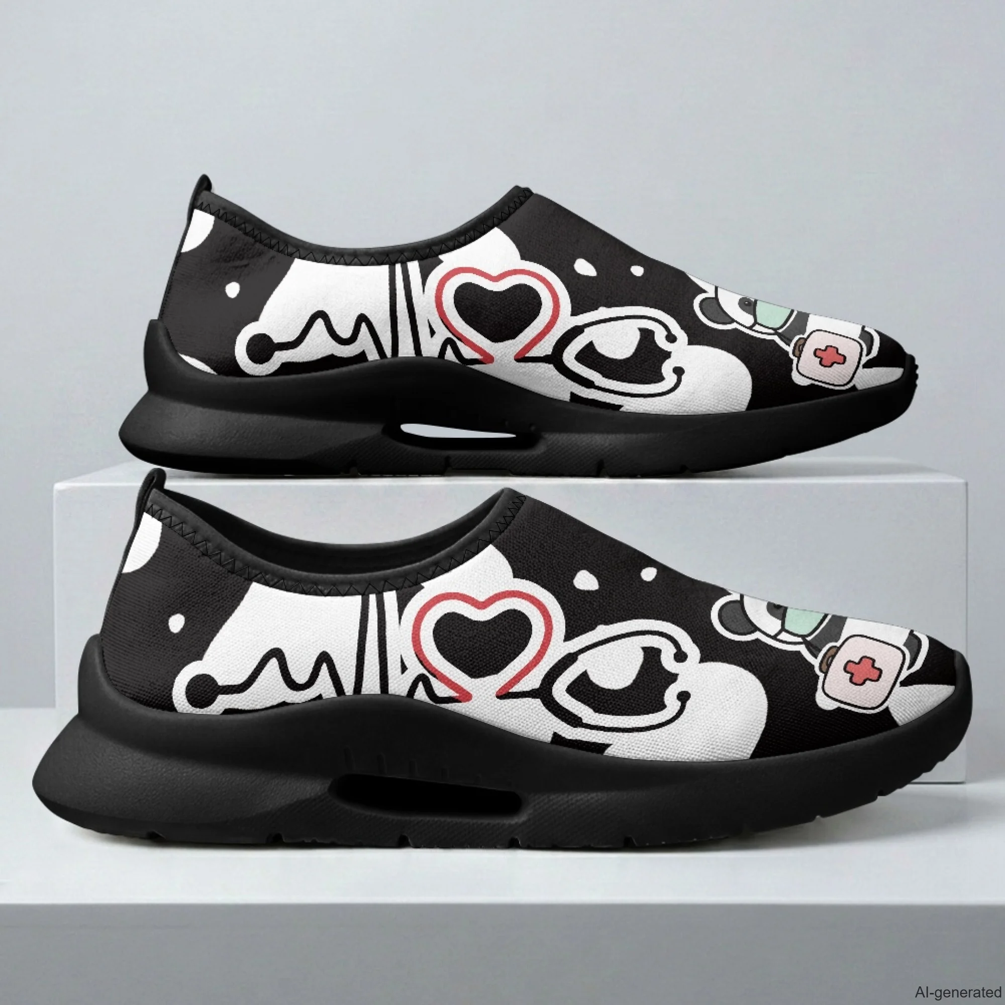 XIXIRIMIDO Nurse Shoes Black Casual Shoes Slip On Walking Shoes Sports Casual Men's Sneakers and Casual Shoes Panda Shoes Man