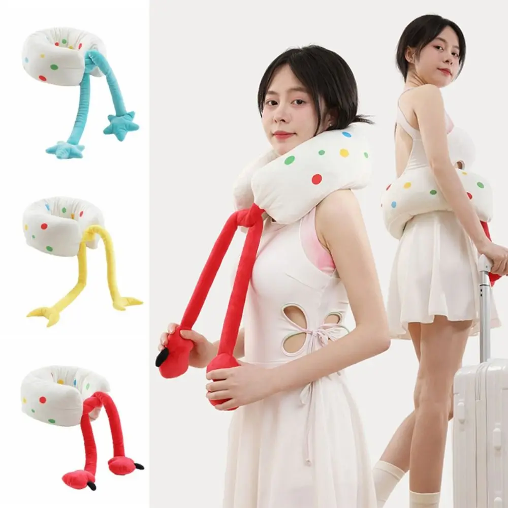 

U Shaped Travel Neck Pillow Adjustable Cartoon Design Neck Support Pillow Soft Breathable Airplane Pillow Cervical Protection