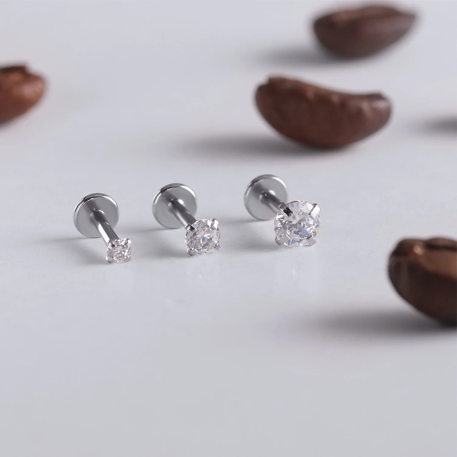 2/3PCS Labret Tragus Stud Earrings 16G Surgical Stainless Steel CZ Crystal Monroe Helix Cartialge Conch Medusa Lip Body Piercing