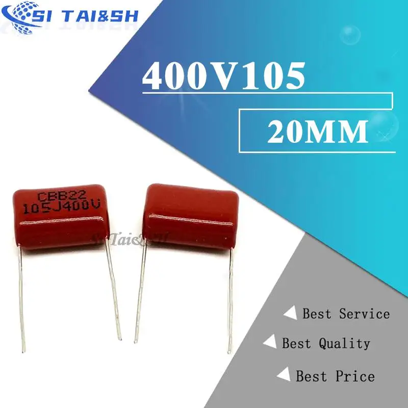 

10PCS 400V105 1UF Pitch 20MM 400V 105 1000NF CBB Polypropylene film capacitor