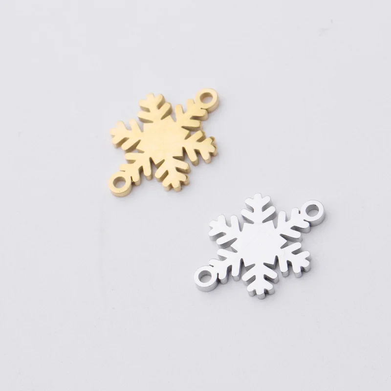 20pcs/Lot Mirror Polish Stainless Steel Snow Connectors Pendants Two Holes For DIY Making Necklaces Bracelets Jewelry