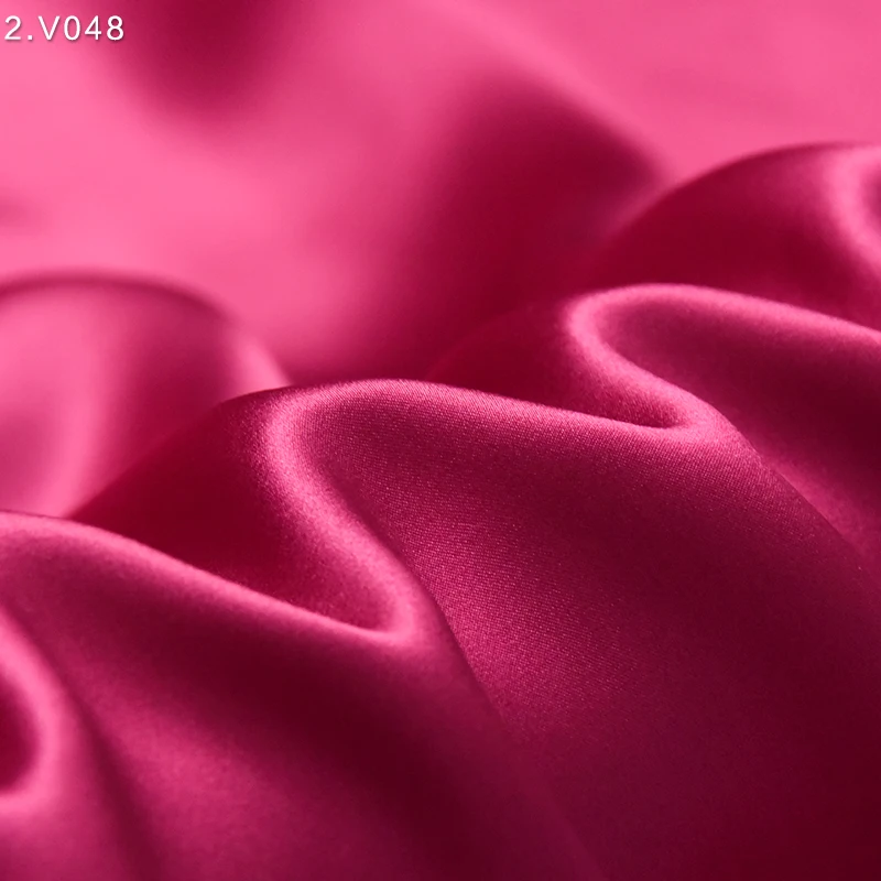 HYSK 100% silk satin fabric pink red coral maroon wine color soft glossy double sided comfortable material for sleepwear robes