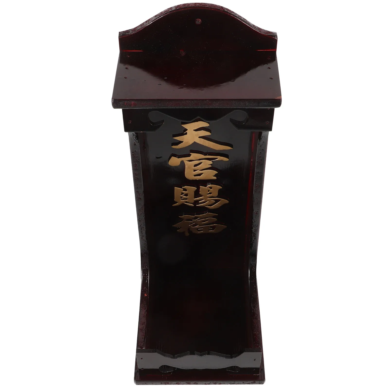 Wooden Plate Chinese Style Auspicious Decor Retro Buddha Altar Desktop Temple Offering Plaque Wood Carving Religious Supplies