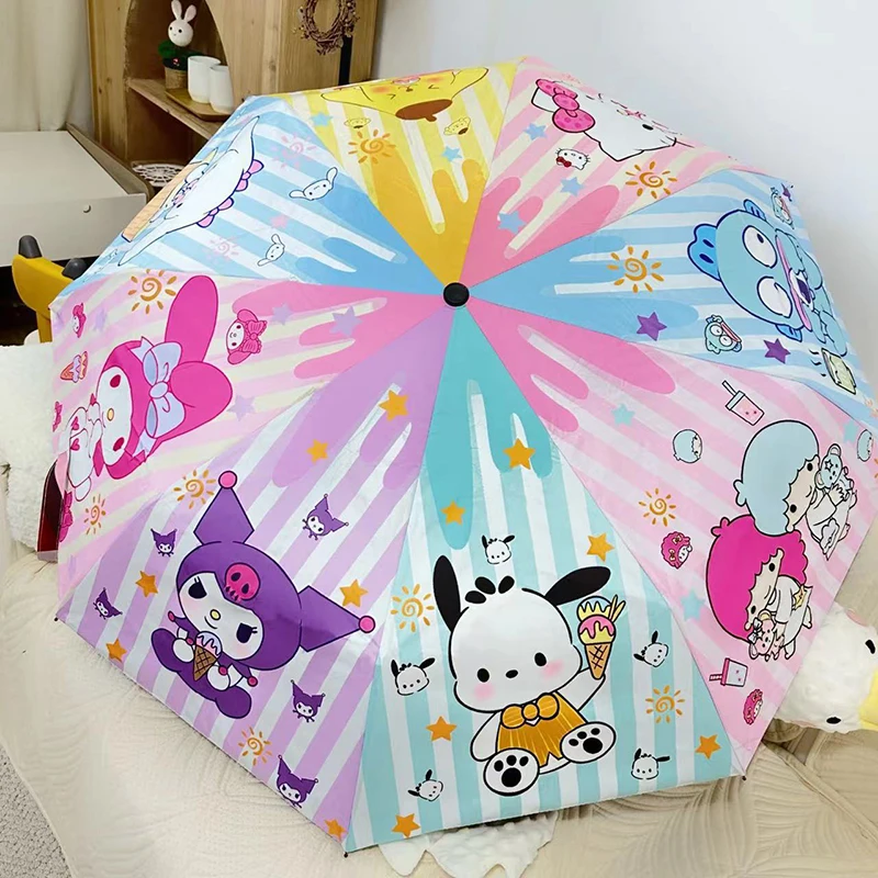 Sanrio cartoon fully automatic sunshade umbrella for sun protection and ultraviolet protection, foldable female sunshade umbrell