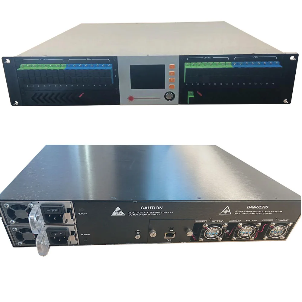 High Power 2U WDM CATV Erbium Yb Doped Fiber Amplifier 21-23DB 1535-1565nm Medium Large HFC FTTH Fiber Optic Equipment
