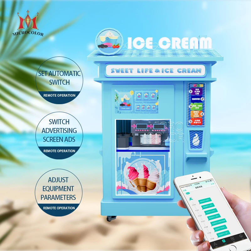 Commerical Mobile Ice Cream Vending Machines Robot Maker Automatic Softy Ice Cream Machine For Ready-made Ice Cream