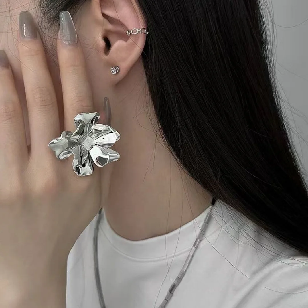 

DUTRIEUX Charms Unique INS Style Flower Ring Adjustable Open Design Hand Decoration Jewelry Fashionable Personality Accessory