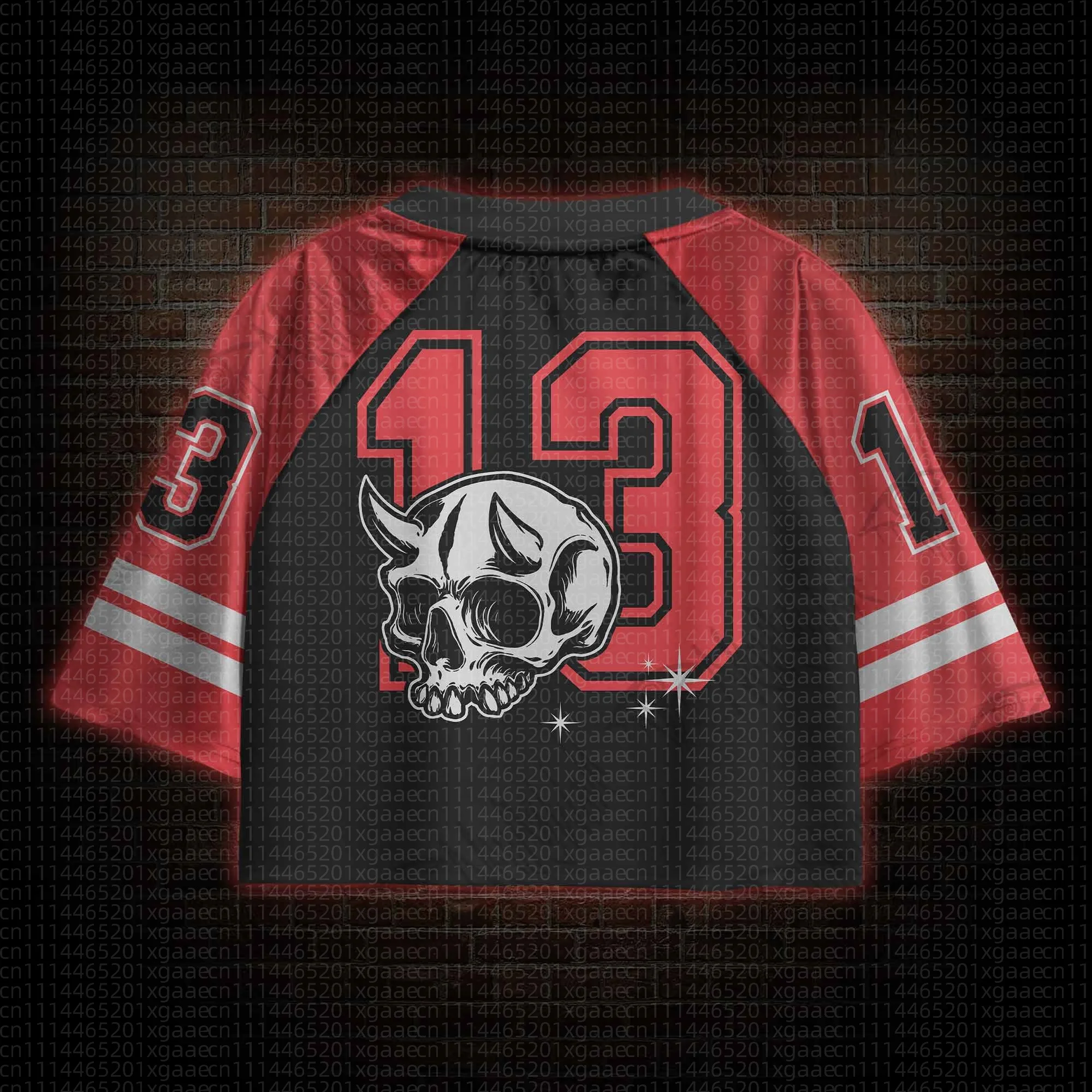 Dark Gothic Demon Skeleton No. 13 Baseball Jersey Retro Baseball Jacket Flirty Short Top