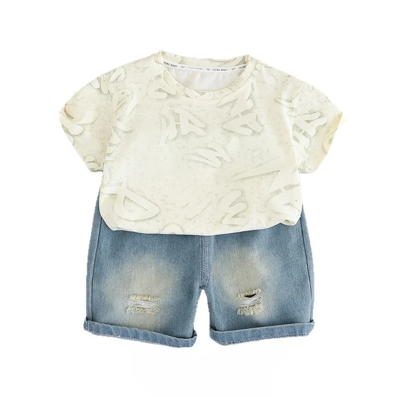 

New Summer Baby Boys Clothes Suit Children Short Sleeved T-Shirt Shorts 2Pcs/Sets Infant Casual Letter Costume Kids Tracksuits