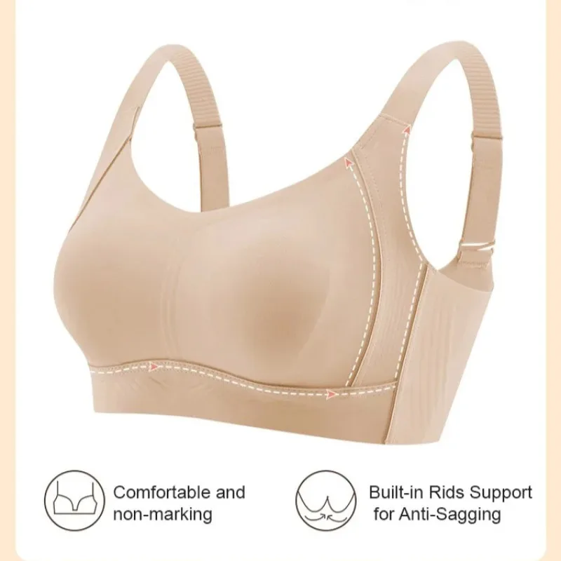 Women\'s Fashion Adjustable Thin Full Cup Bra Widening Elastic Shoulder Straps Soft and Breathable Underwear
