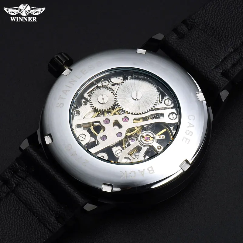 WINNER fashion casual men mechanical watches hot brand skeleton men wristwatches silver stainless steel band reloj hombre