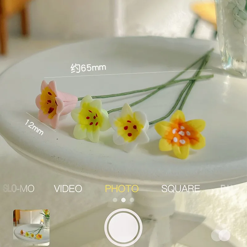 Dollhouse accessories 1:12 scale model miniature food toy car ornament mini simulation single lily flower