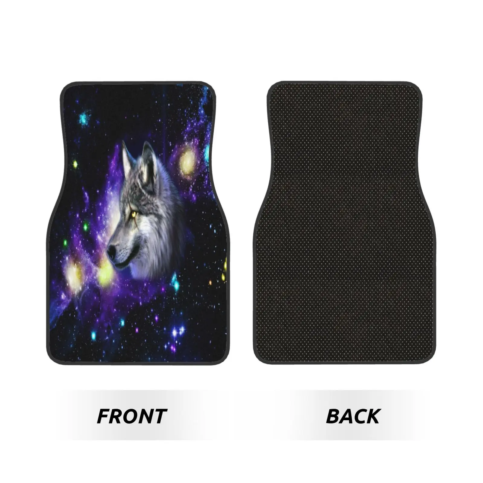 Wolves and The Galaxy Interesting Print Car Floor Mats Durable Car Carpet Mat 4pcs with Anti-Slip Backing Fit for SUV Trucks