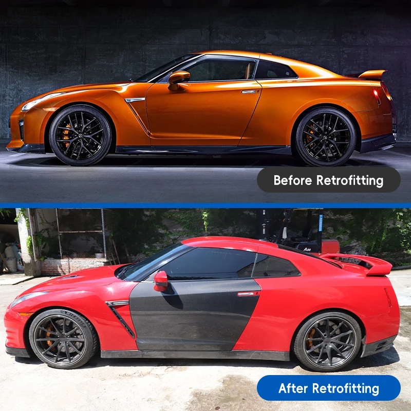 ترقية السيارة من ألياف الكربون باب السيارة حالة جديدة مناسبة لـ GT-R 2009-2015 ألياف الكربون الجافة #2