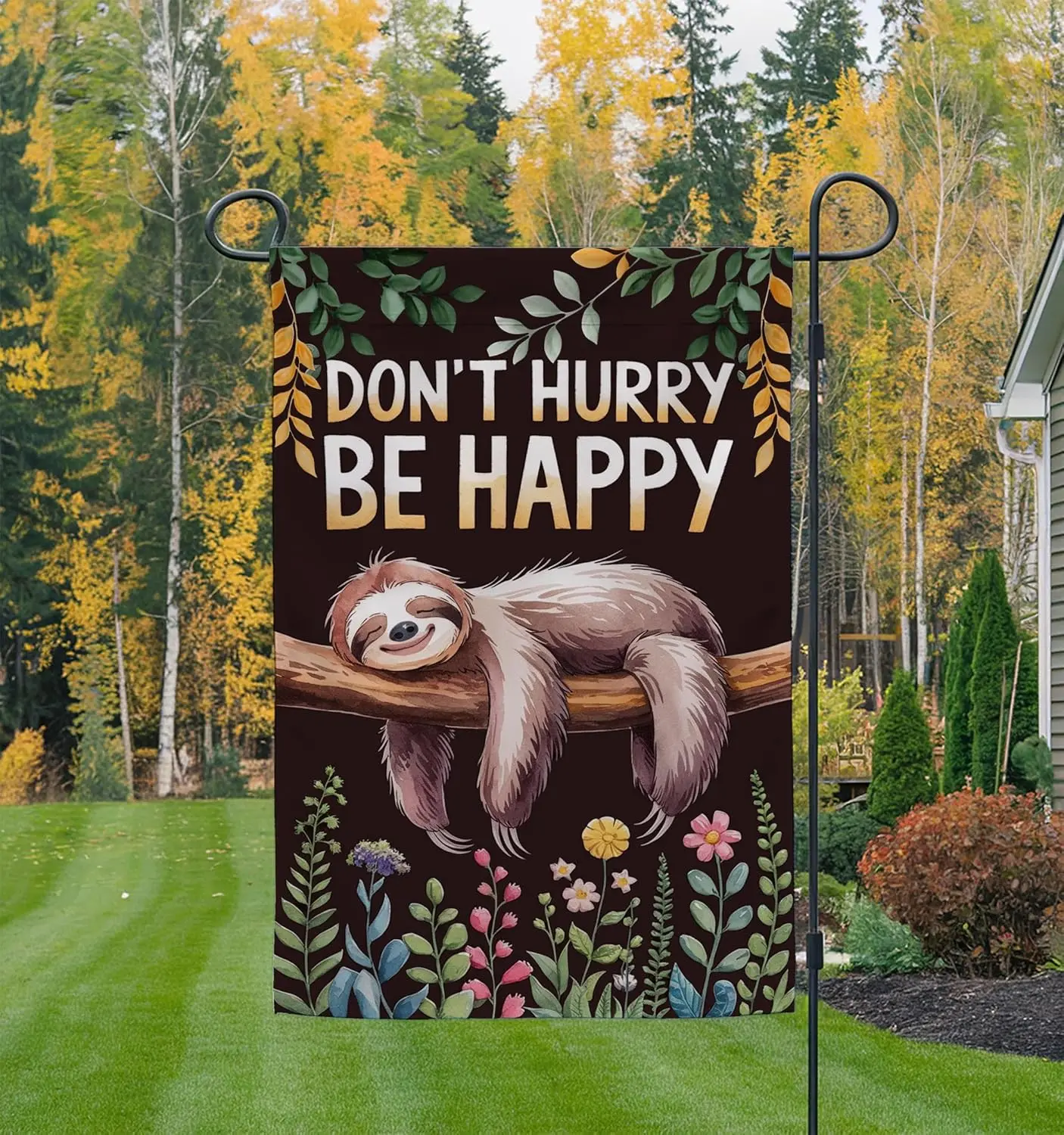 Don't Hurry Be Happy Flag - Funny Sloth Flag - Housewarming Gifts - Humorous Yard Sign - Outdoor Decoration And Garden T WWP zzo