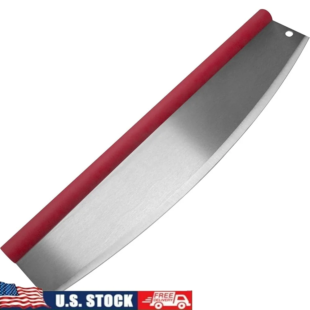 

Ergonomic Pizza Cutter Rocker Blade Stainless Steel 18 Inch Non Slip Handle Multi Purpose Kitchen Tool with Blade Guard