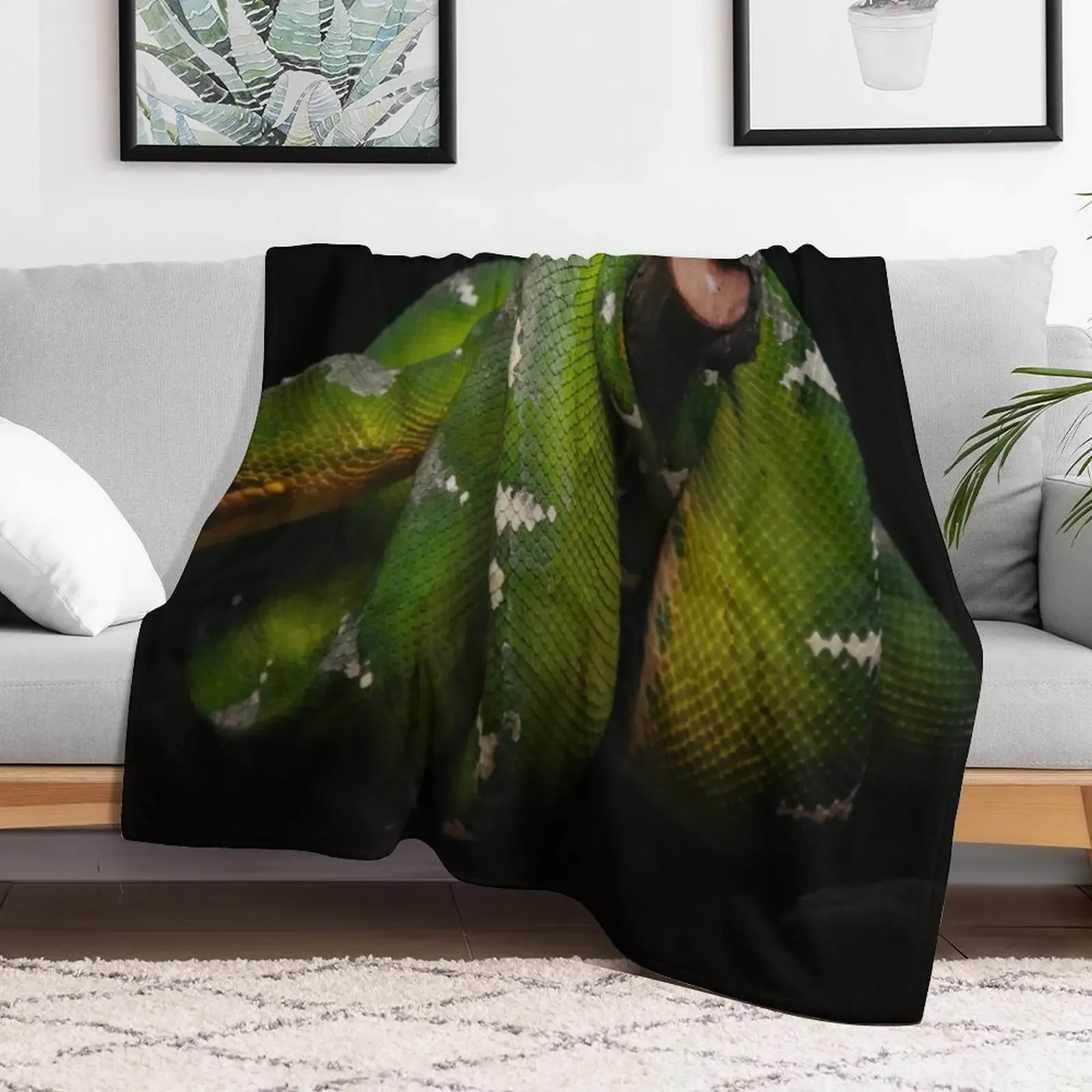 Sneaky Green snake Throw Blanket Warm Cozy Throw Blanket for Living Room Couch