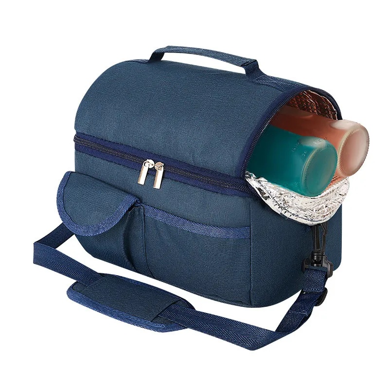 Borsa termica per il pranzo a doppio strato borsa da viaggio per Picnic isolata per alimenti Bento Box Cooler Storage Tote Pouch confezione per la