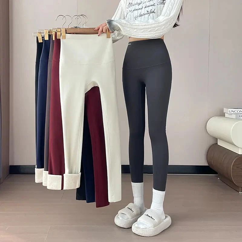 하이웨이스트 크로스 블라 랩 아크스킨 요가 팬츠 안감 있는 베이스 레이어 팬츠 여성용 캐주얼 롱 트라우저