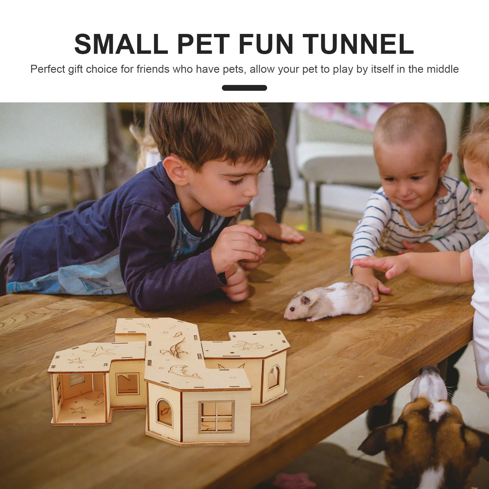 Hamster Tunnel Toy Pet Plaything Exercising Maze Baby Toys Infant Gerbil Small Animals Labyrinth Playing Wooden Mice