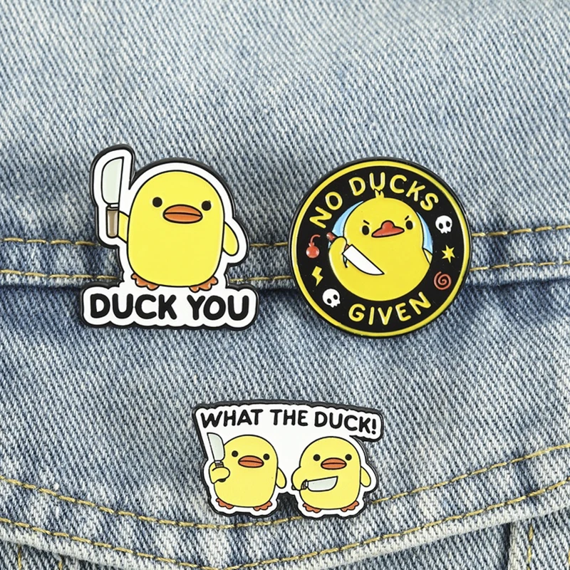 Duck You Knife Emaille-Pins, Entenküken-Motiv, „No Ducks Given“-Broschen, Abzeichen, niedlicher Tier-Cartoon-Schmuck, Geschenk für Kinder und Freunde